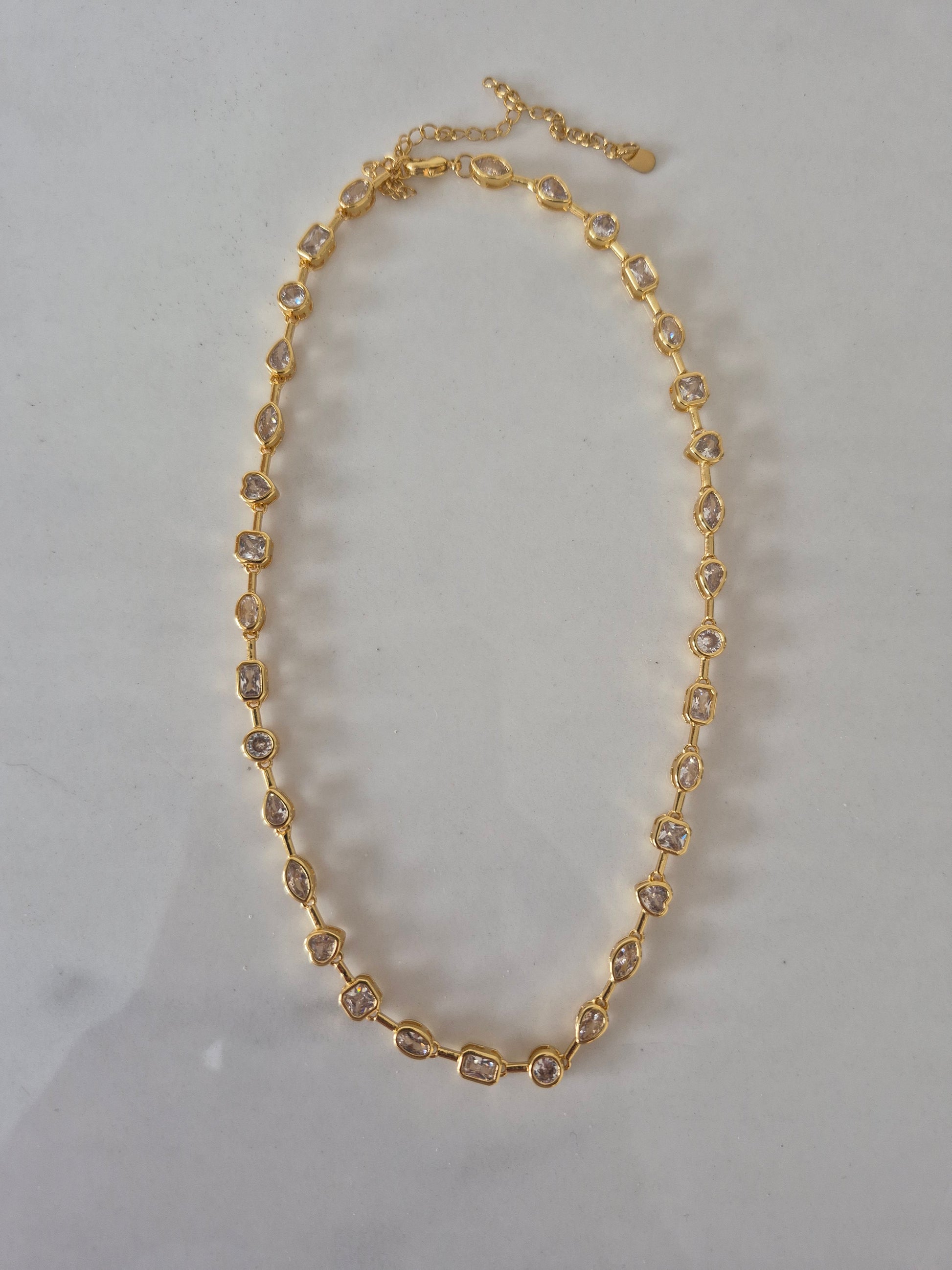 Jasel Jewelry gold plated stainless steel multi-shape stone necklace