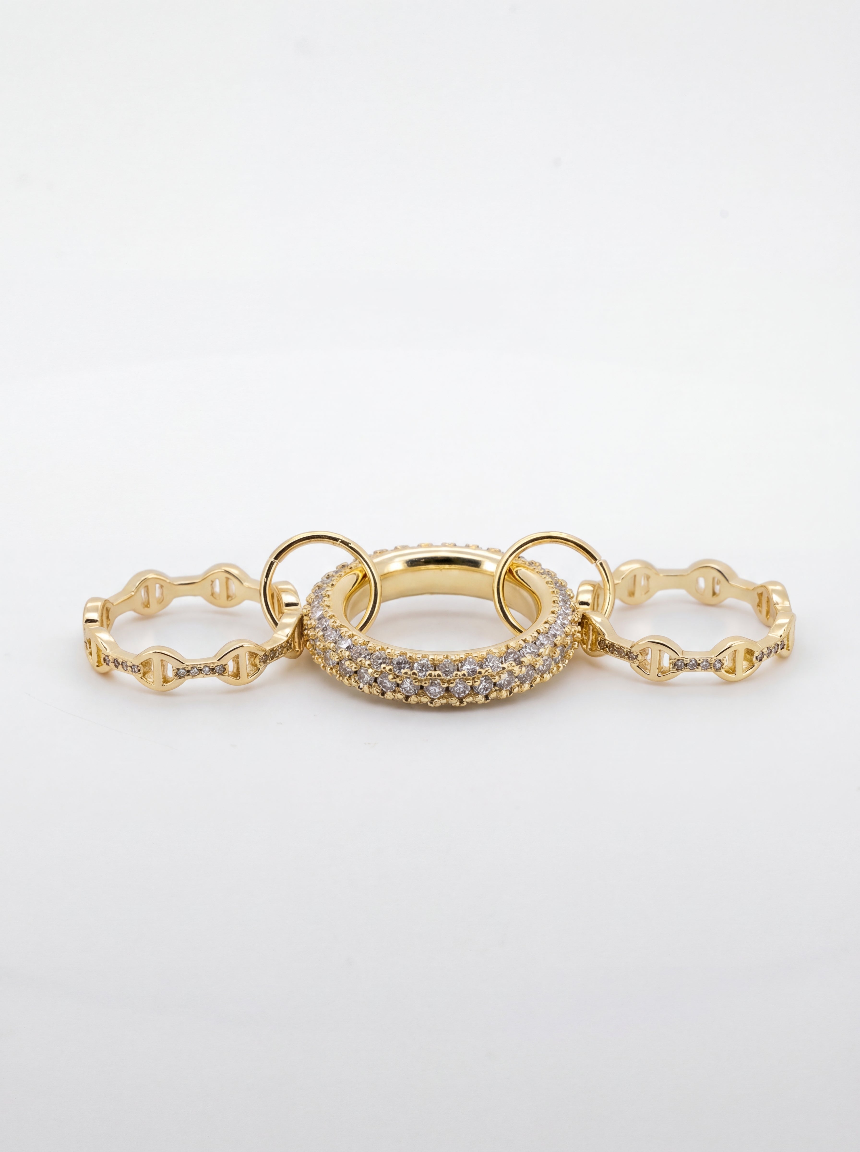 18K Gold Plated Stainless Steel Stackable Trio Rings