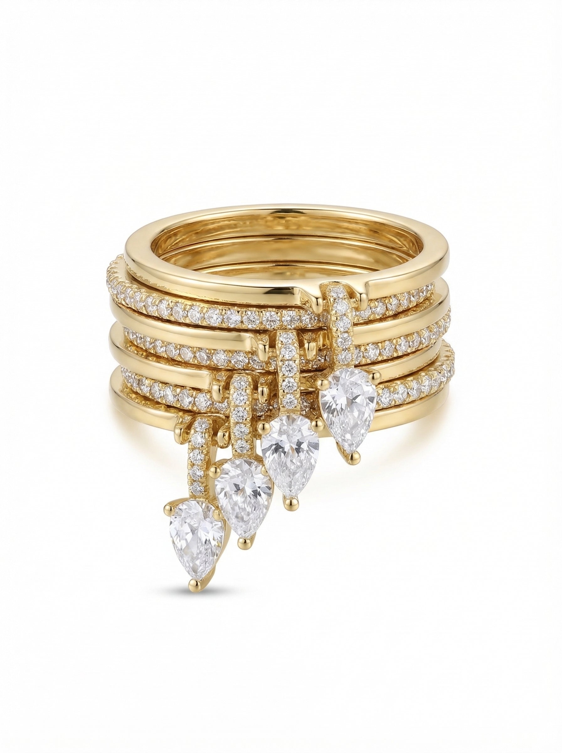 18K Gold Plated Stackable Ring Set - Elara Seven