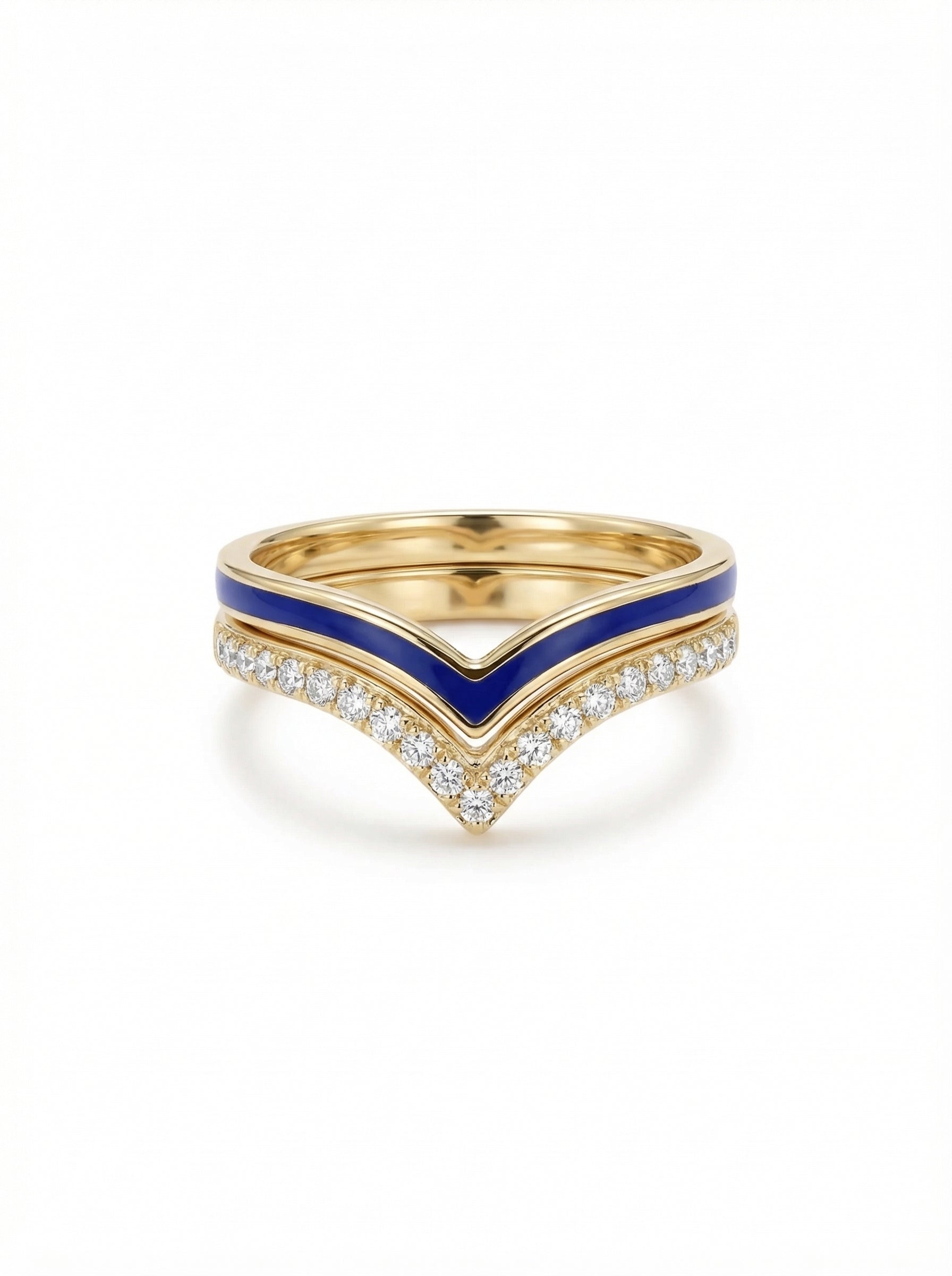 14K Solid Gold Blue Wave Ring - Elegant Wave Design