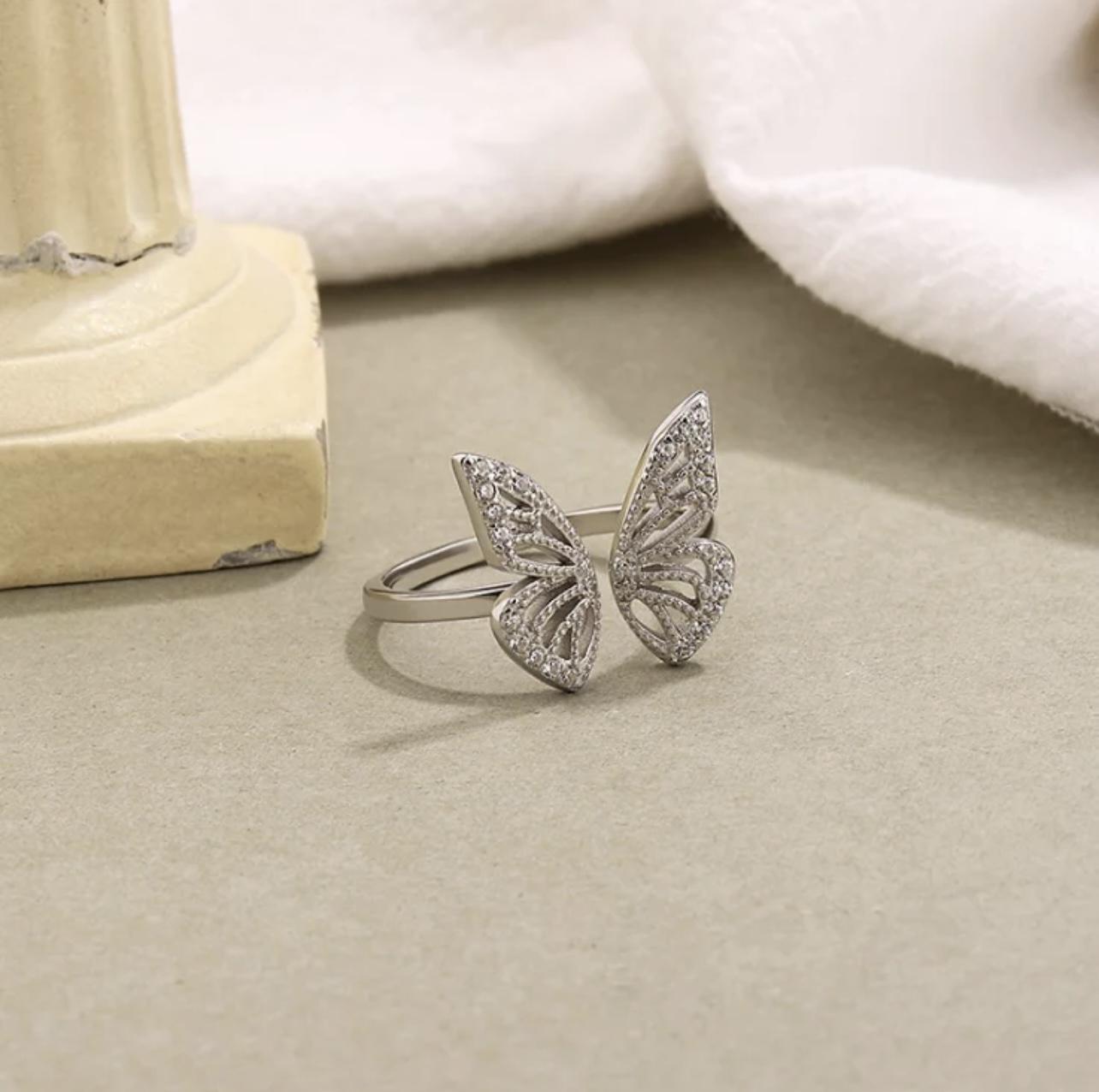 Butterfly sales ring silver