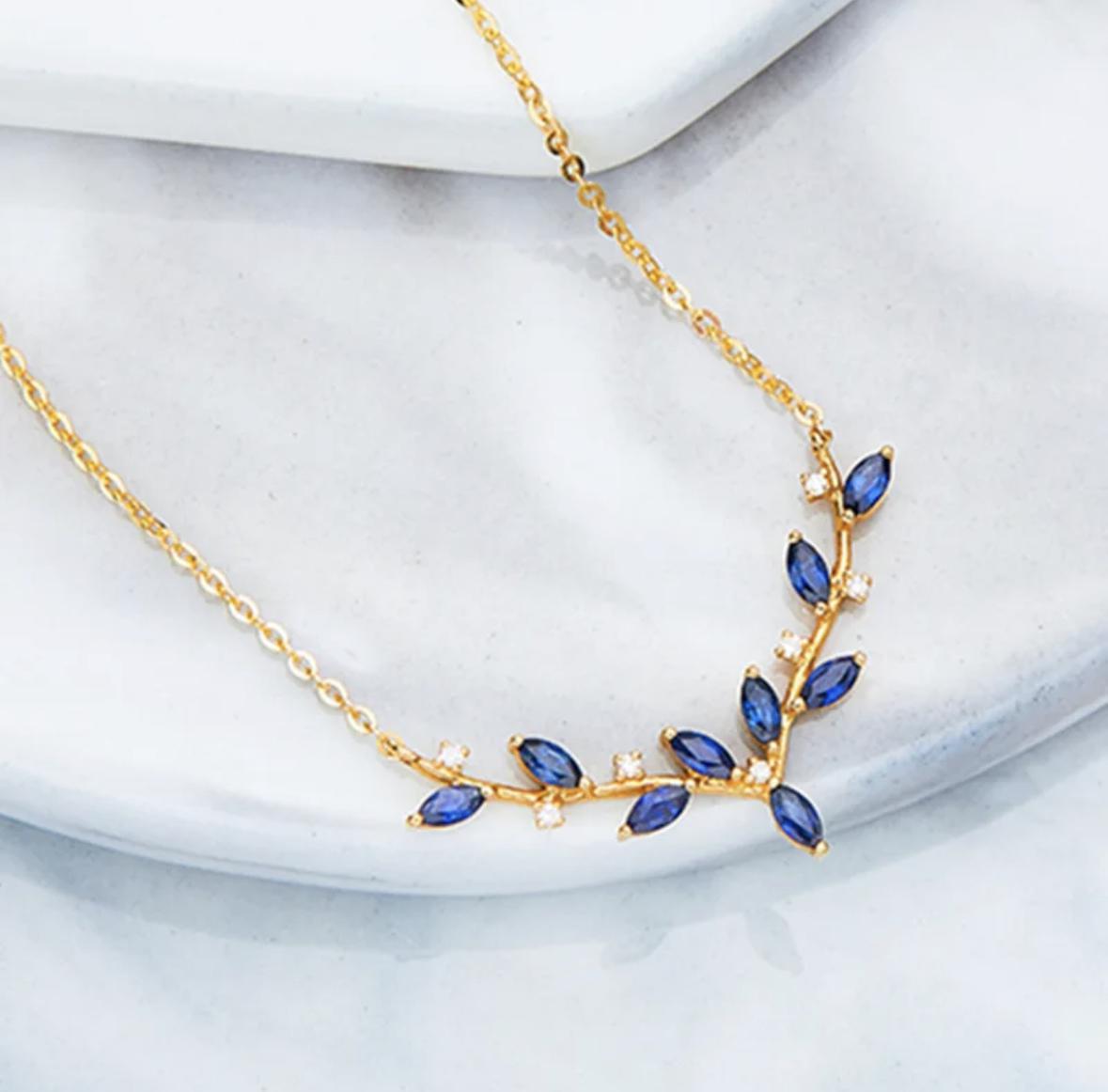 Blue Leaf Necklace