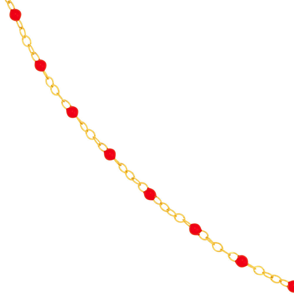 Red Enamel Bead Piatto Chain