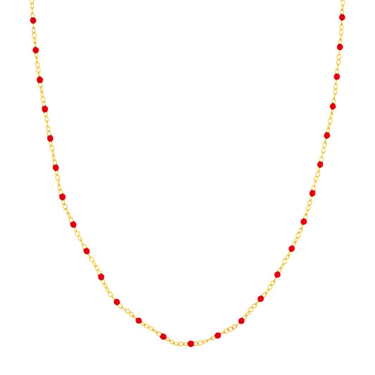 Red Enamel Bead Piatto Chain