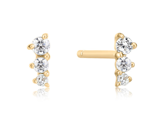 Three Diamonds Stud Earrings
