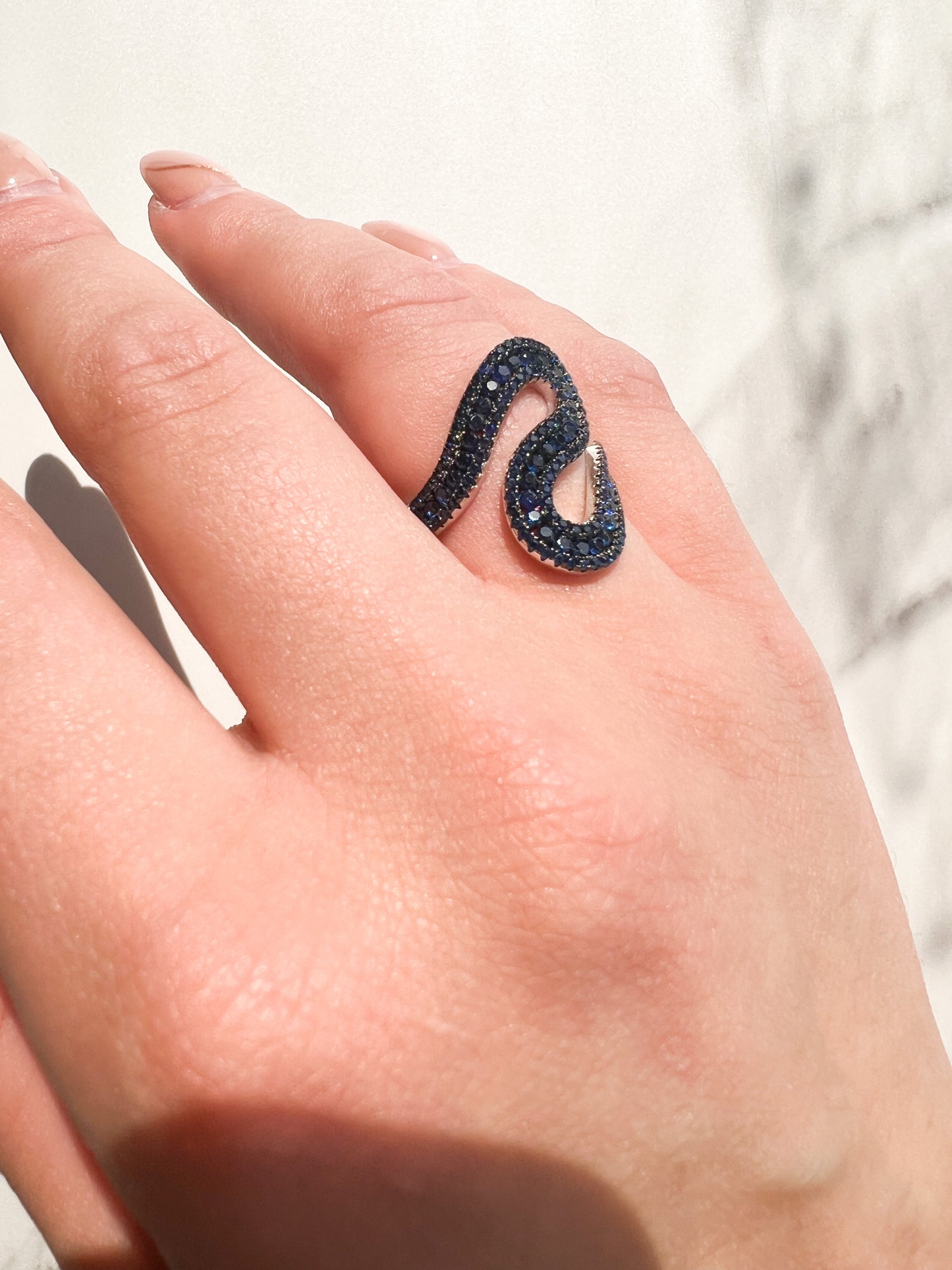 Blue Diamond Snake Ring